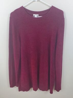 J. Jill Size Large Petite Burgandy Long Sleeve Soft Cozy Sweater